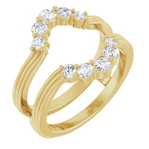 14K Yellow Gold Natural Diamond Round Natural Diamond Polished 1/2 Ctw Natural Diamond Ring Guard Size 7