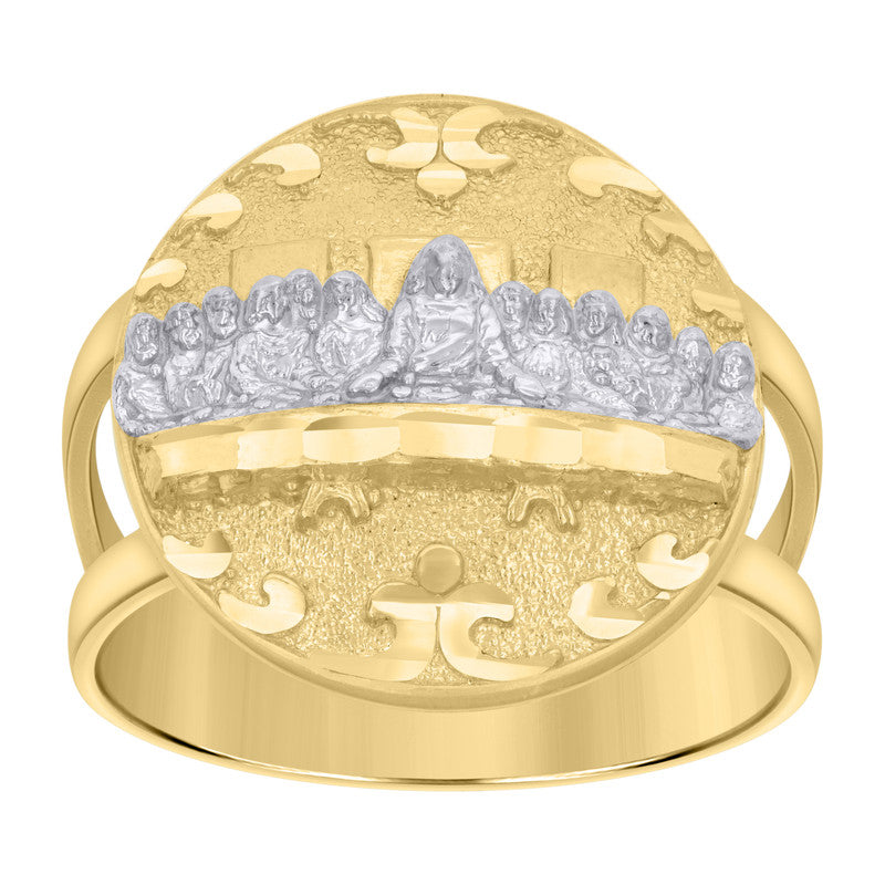 10kt Two-Tone Gold Mens Last Supper Religious Ring