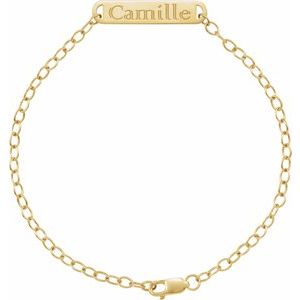14K Yellow Gold 23.6 X 5 Mm 7 In Polished Engravable Bar Bracelet