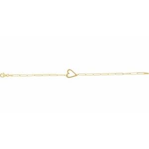 14K Yellow Gold 14 X 11 Mm 7 In Polished Paperclip Chain Heart Bracelet