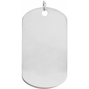 Sterling Silver 50.7 X 28.7 Mm Polished Engravable Dog Tag Pendant