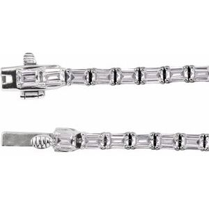 14K White Gold Emerald 3 X 2.1Mm G-H I1 11 3/4 Ctw Lab-Grown Diamond Line Necklace, Length: 16 In