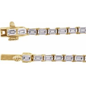 14K Yellow Gold Emerald 3 X 2.1Mm G-H Si 11 3/4 Ctw Lab-Grown Diamond Line Necklace, Length: 16 In