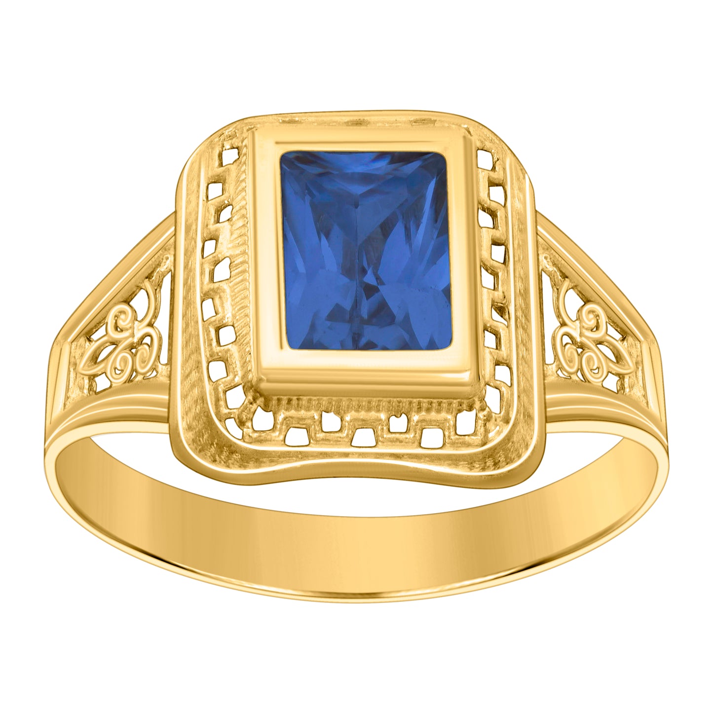 10K Yellow Gold Womens Emerald-cut Cubic-Zirconia Birthstone Bridal Anniversary Engagement Wedding Ring
