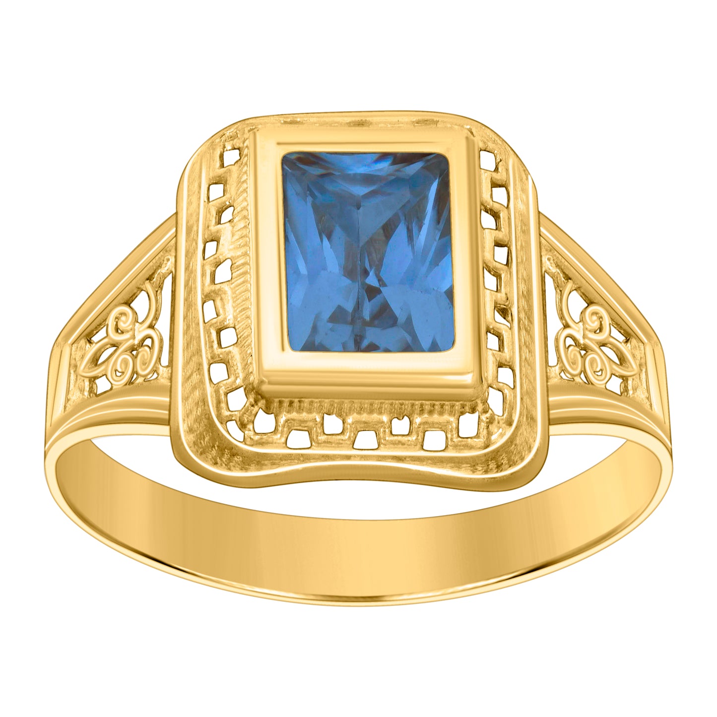 10K Yellow Gold Womens Emerald-cut Cubic-Zirconia Birthstone Bridal Anniversary Engagement Wedding Ring