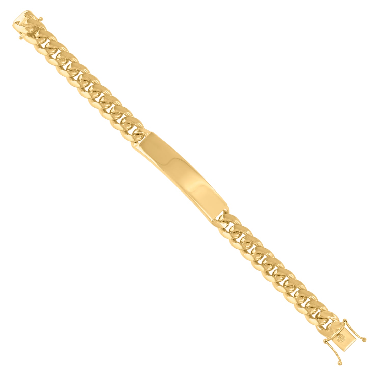 925-Sterling Yellow Tone Solid Miami Cuban Id Bracelet