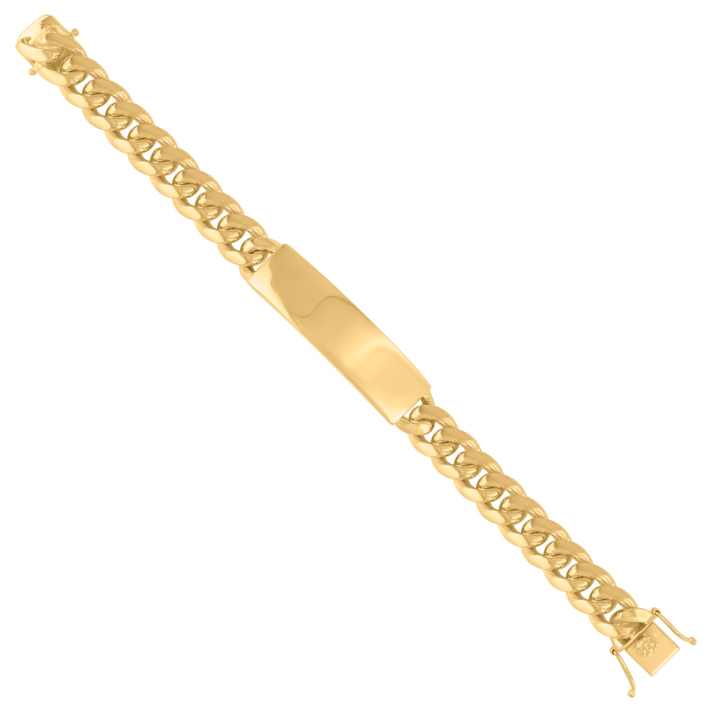 925-Sterling-Yellow Solid Miami Cuban Id Bracelet