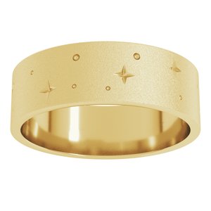 14K Yellow Gold 7 Mm Polished Star Band With Glass Blast Finish Size 10