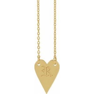 14K Yellow Gold 13.5 X 10 Mm 18 In Polished Engravable Elongated Heart Necklace