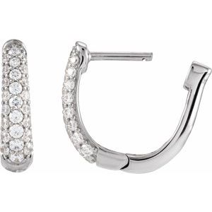 14K White Gold Pair Round Shape 1.7Mm I1, Gh 1/2 Ctw Natural Diamond Hoop Earrings, Length: 14.9 Mm, Thickness: 3.9 Mm