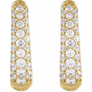 14K Yellow Gold Pair Round Shape 1.7Mm I1, Gh 1/2 Ctw Natural Diamond Hoop Earrings, Length: 14.9 Mm, Thickness: 3.9 Mm