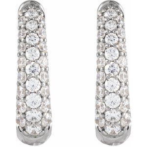 14K White Gold Pair Round Shape 1.7Mm I1, Gh 1/2 Ctw Natural Diamond Hoop Earrings, Length: 14.9 Mm, Thickness: 3.9 Mm
