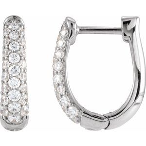 14K White Gold Pair Round Shape 1.7Mm I1, Gh 1/2 Ctw Natural Diamond Hoop Earrings, Length: 14.9 Mm, Thickness: 3.9 Mm