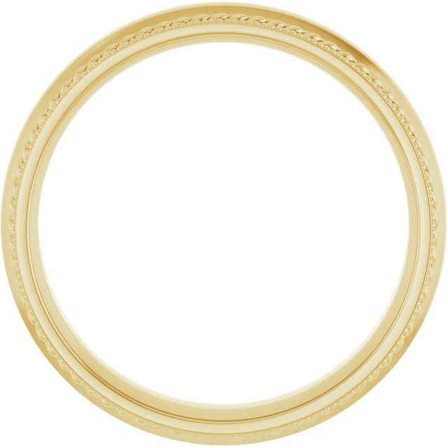 14K Yellow Gold Or Sterling Silver Polished Milgrain And Rope Comfort-Fit Half Round Band
