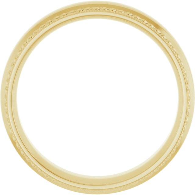 14K Yellow Gold Or Sterling Silver Polished Milgrain And Rope Comfort-Fit Half Round Band