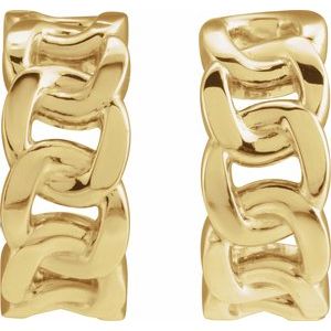 14K Yellow Gold Pair Chain Link Hoop Earrings, Length: 12 Mm, Thickness: 5.1 Mm
