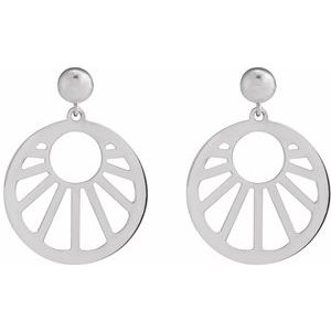 14K White Gold 16.3 X 15 Mm Pair Friction Backs Included Polished Geometric Earrings