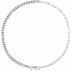14K Yellow Gold Or Sterling Silver Lobster Clasp Curb And Paperclip-Style 50/50 Chain, Width: 2.7 Mm