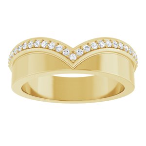14K Yellow Gold Round 1.2 Mm 1/6 Ctw Natural Diamond Contour Band Size 7