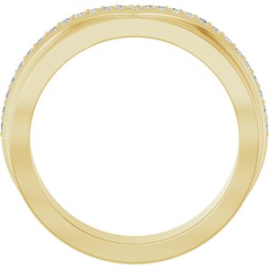 14K Yellow Gold Round 1.2 Mm 1/6 Ctw Natural Diamond Contour Band Size 7