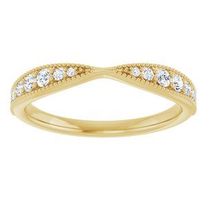 14K Yellow Gold Lab-Grown Diamond Round Lab-Grown Diamond Polished 1/4 Ctw Lab Grown Diamond Matching Contour Band Size 7