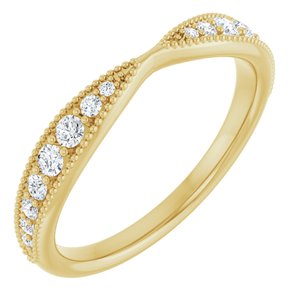 14K Yellow Gold Lab-Grown Diamond Round Lab-Grown Diamond Polished 1/4 Ctw Lab Grown Diamond Matching Contour Band Size 7
