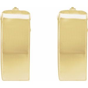14K Yellow Gold Pair Hollow Flat Tube Hoop Earrings, Length: 10 Mm, Thickness: 6 Mm