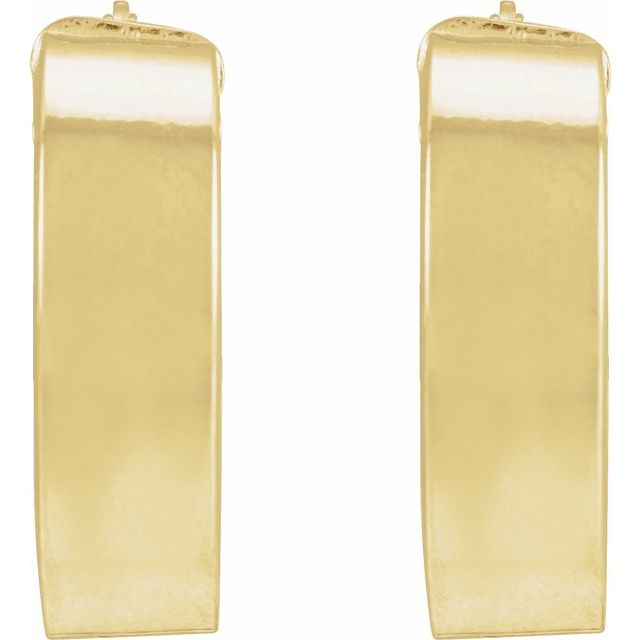 14K Yellow Gold Or Sterling Silver 15 Mm X 6 Mm Catch Polished Hollow Flat Tube Hoop Earrings