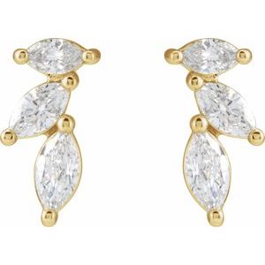 14K Yellow Gold Marquise 4 X 2 Mm 1/3 Ctw Natural Diamond Nature-Inspired Earrings