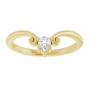 14K Yellow Gold Natural Diamond Pear 4 X 3 Mm Polished 1/6 Ctw Natural Diamond Contour Band Size 7