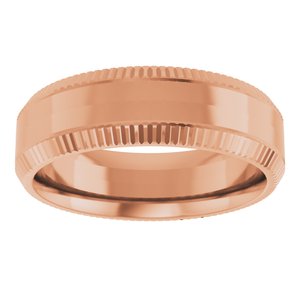 14K Yellow Or White Or Rose Gold Or Sterling Silver 6 mm Beveled-Edge Grooved Comfort-Fit Half Round Band