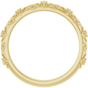 14K Yellow Gold Round 1 Mm G-H Si2-Si3 .03 Ctw Natural Diamond Floral Band Size 7
