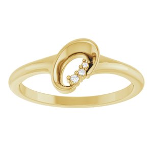 14K Yellow Gold Natural Diamond Round 1.2 Mm Natural Diamond Polished .01 Ctw Natural Diamond Freeform Ring Size 7