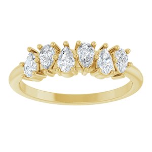 14K Yellow Gold Pear 4 X 2.5 Mm Polished 1/2 Ctw Natural Diamond Anniversary Band Size 7