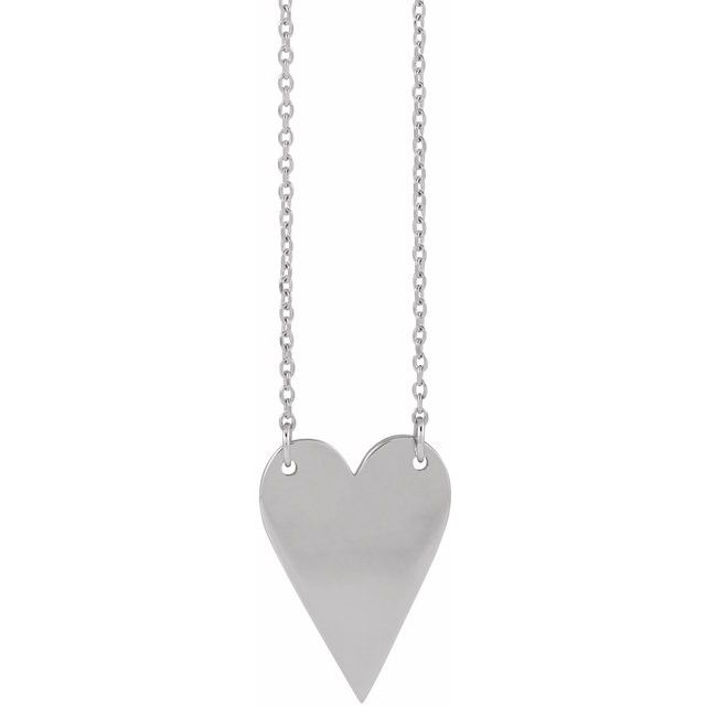 Sterling Silver 18 X 13 Mm 18 In Polished Engravable Elongated Heart Necklace