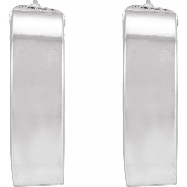 14K Yellow Gold Or Sterling Silver 15 Mm X 6 Mm Catch Polished Hollow Flat Tube Hoop Earrings