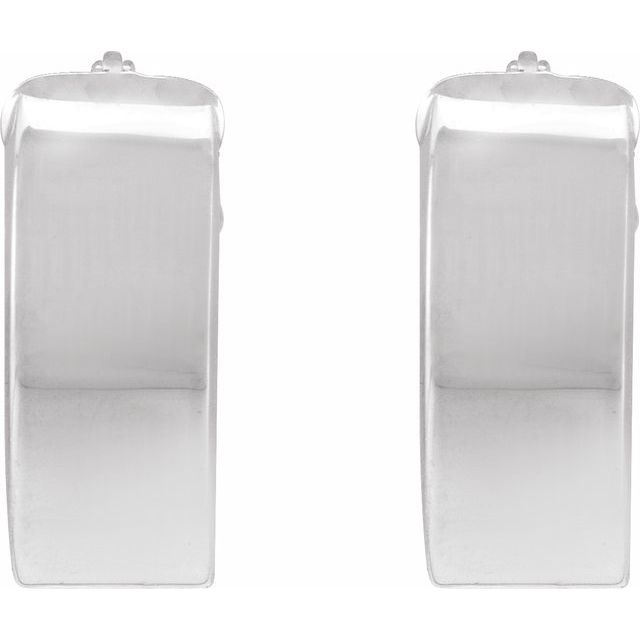 14K White Gold Or Sterling Silver Hinged Polished Hollow Flat Tube Hoop Earrings