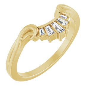 14K Yellow Gold Tapered Baguette 3 X 1.5 X 1.25 Mm 1/10 Ctw Natural Diamond Contour Band Size 7