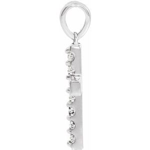 Sterling Silver Round 1.5Mm G-H Si1-Si2 1/10 Ctw Lab Grown Diamond Cross Pendant