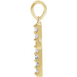 14K Yellow Gold Round 1.5Mm G-H Si1-Si2 1/10 Ctw Lab Grown Diamond Cross Pendant