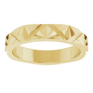14K Yellow Gold 3.5 Mm Polished Art Deco Patterned Band Size 4.5