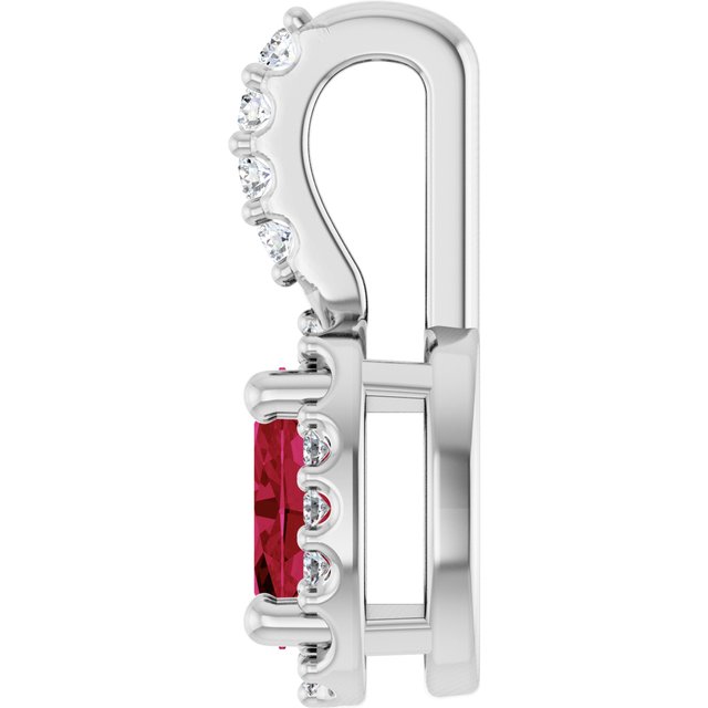 14K Yellow Or White Gold Oval I1, G-H Polished Lab-Grown Gemstone And Natual Diamond 4-Prong Halo-Style Pendant