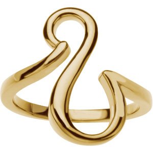 10K Yellow Gold Polished Freeform Ring Size 7