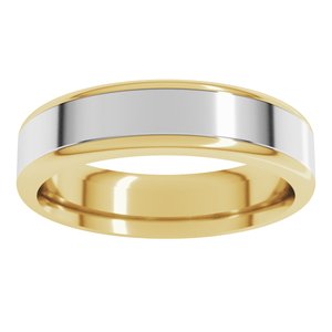 14K Yellow/White Gold 5 Mm Flat Comfort Fit With Round Edge Band Size 10