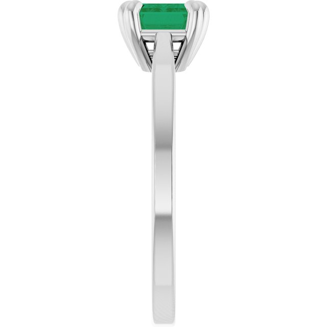 Sterling Silver Emerald 7 X 5 Mm Polished 6-Prong Solitaire Ring, Size 7