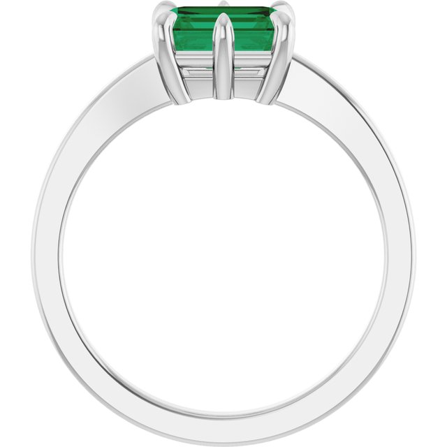 Sterling Silver Emerald 7 X 5 Mm Polished 6-Prong Solitaire Ring, Size 7