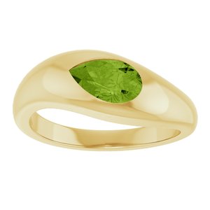 14K Yellow Gold Natural Peridot Pear 8 X 5 Mm Polished Natural Peridot Ring Size 7