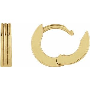 14K Yellow Gold Each Ribbed Huggie Earring, Length: 10 Mm, Thickness: 2.4 Mm