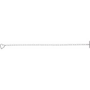 14K White Gold 6 In Polished Paperclip-Style Chain Heart Toggle Bracelet