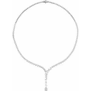 14K White Gold 2.4 X 2.4Mm G-H Si 5 1/2 Ctw Lab-Grown Diamond Line Necklace, Length: 16.5 In